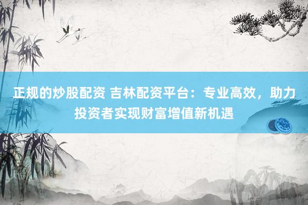 正规的炒股配资 吉林配资平台：专业高效，助力投资者实现财富增值新机遇