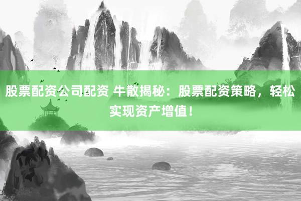 股票配资公司配资 牛散揭秘：股票配资策略，轻松实现资产增值！