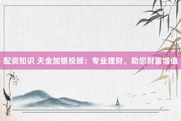配资知识 天金加银投顾：专业理财，助您财富增值