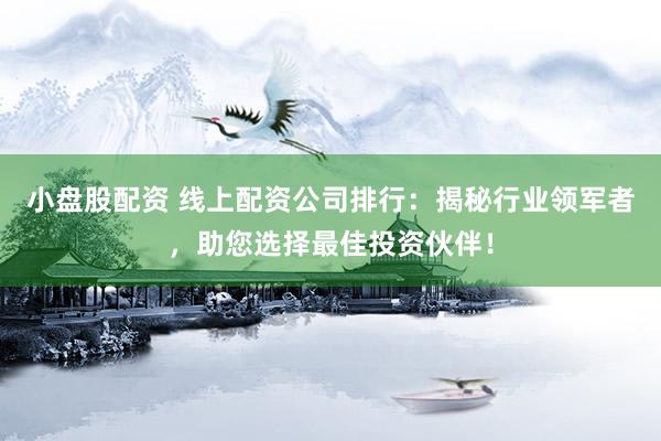 小盘股配资 线上配资公司排行：揭秘行业领军者，助您选择最佳投资伙伴！