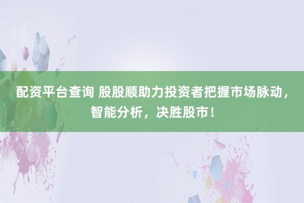 配资平台查询 股股顺助力投资者把握市场脉动，智能分析，决胜股市！