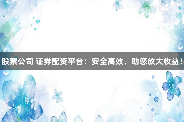 股票公司 证券配资平台：安全高效，助您放大收益！