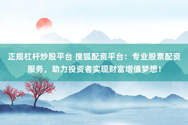 正规杠杆炒股平台 搜狐配资平台：专业股票配资服务，助力投资者实现财富增值梦想！