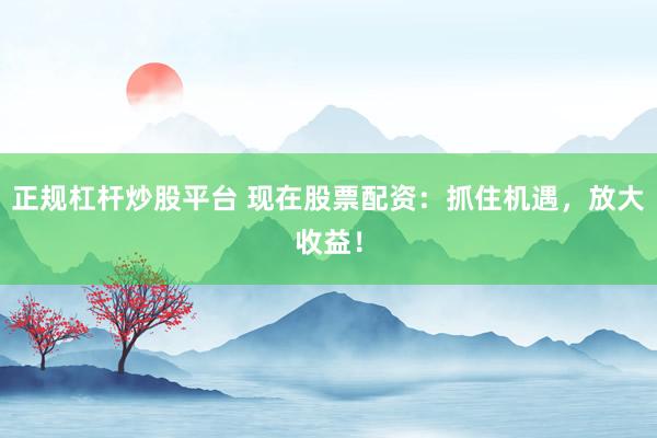 正规杠杆炒股平台 现在股票配资：抓住机遇，放大收益！