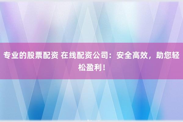 专业的股票配资 在线配资公司：安全高效，助您轻松盈利！