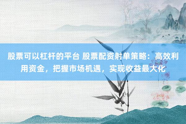 股票可以杠杆的平台 股票配资射单策略：高效利用资金，把握市场机遇，实现收益最大化