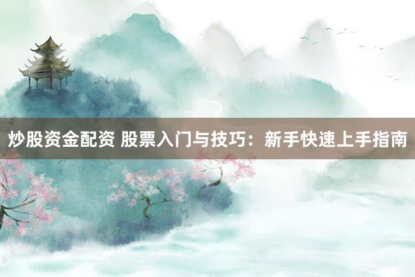 炒股资金配资 股票入门与技巧：新手快速上手指南