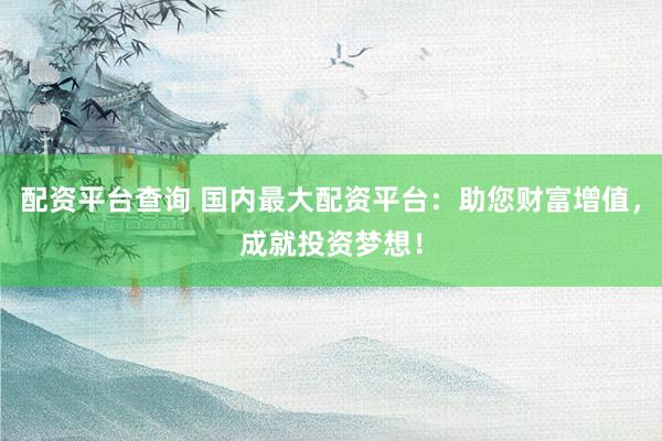 配资平台查询 国内最大配资平台：助您财富增值，成就投资梦想！