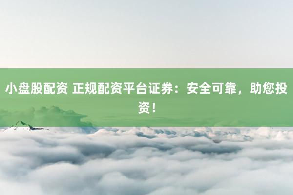 小盘股配资 正规配资平台证券:安全可靠,助您投资!