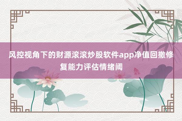 风控视角下的财源滚滚炒股软件app净值回撤修复能力评估情绪阈