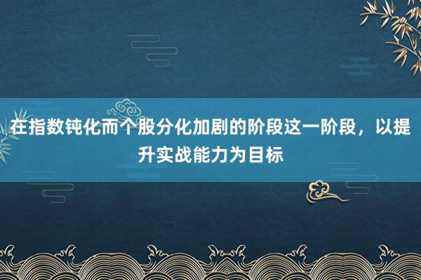 在指数钝化而个股分化加剧的阶段这一阶段，以提升实战能力为目标