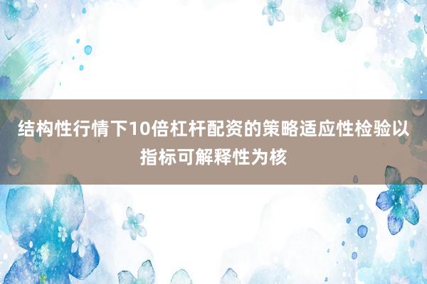 结构性行情下10倍杠杆配资的策略适应性检验以指标可解释性为核