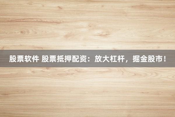 股票软件 股票抵押配资：放大杠杆，掘金股市！