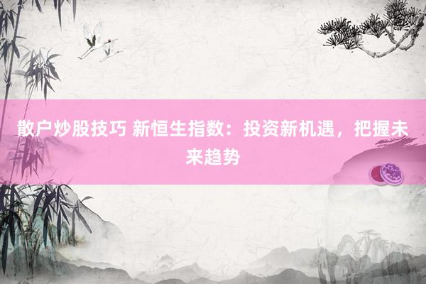 散户炒股技巧 新恒生指数：投资新机遇，把握未来趋势